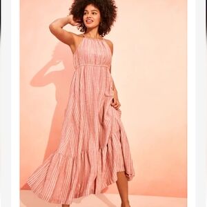 Old Navy Pink Striped Halter Maxi Dress